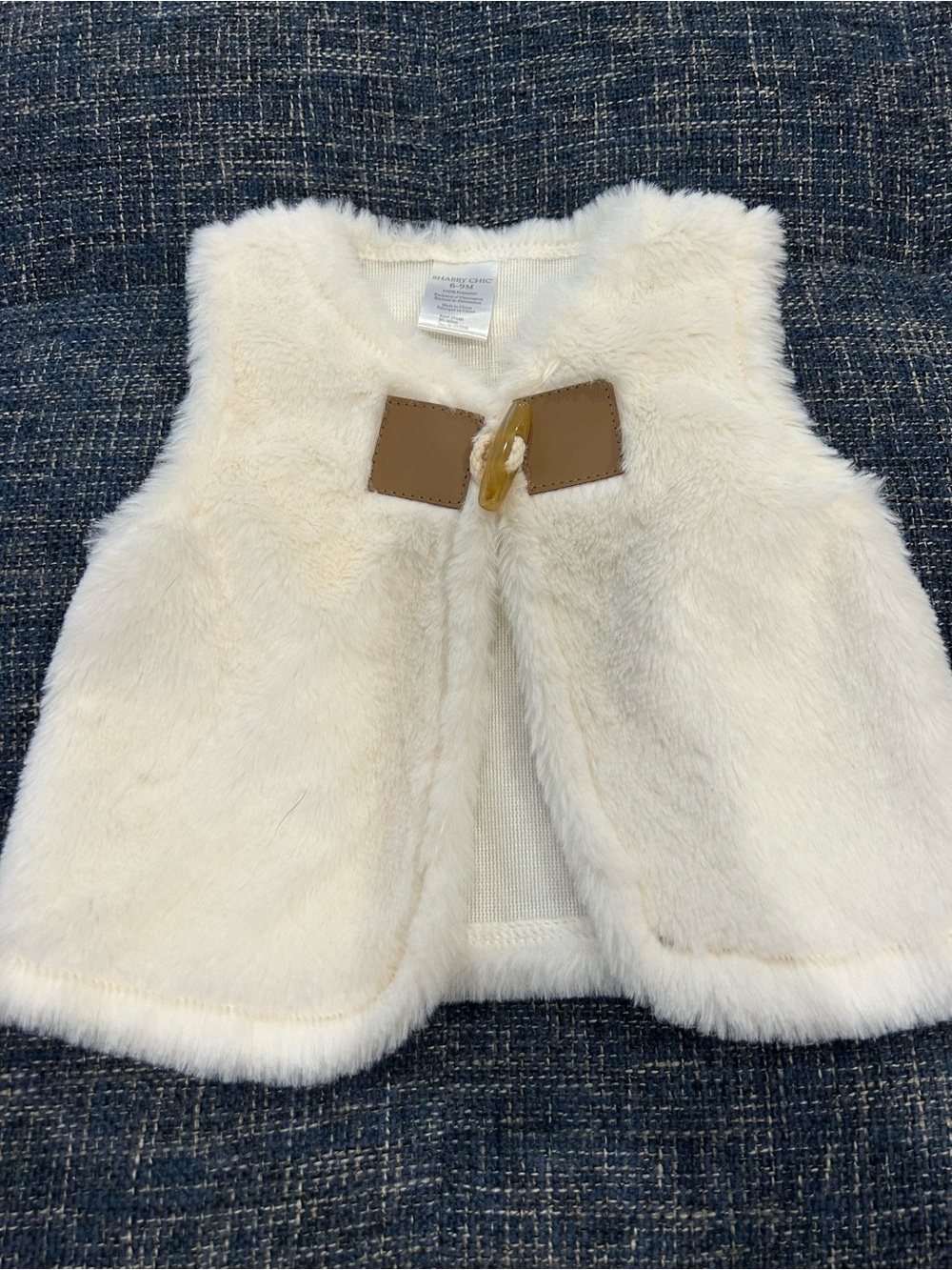 Shabby Chic Faux Fur Vest Cream